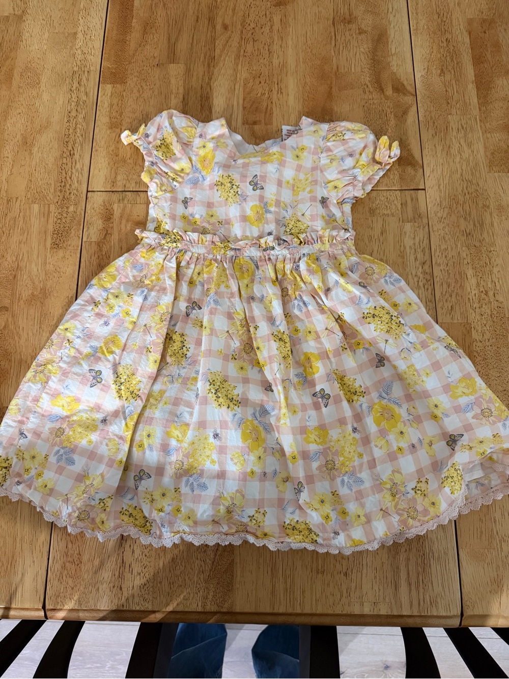 Haute Hippie Girls Yellow and White Floral Gingham Dress
